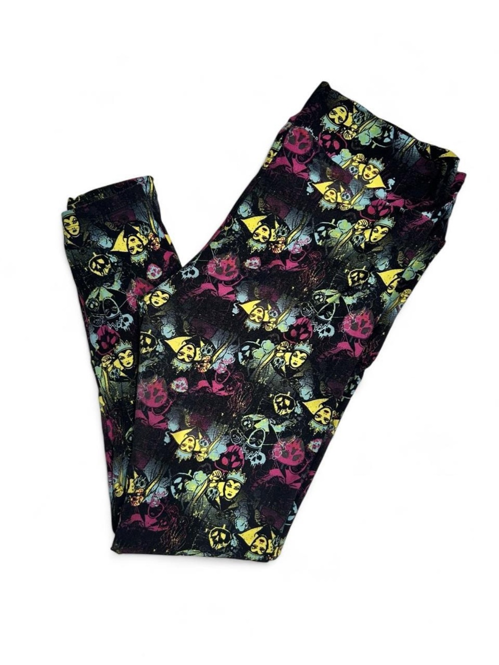 LuLaRoe Leggings Black Pink Yellow Evil Queen Villain Print Snow White Disney